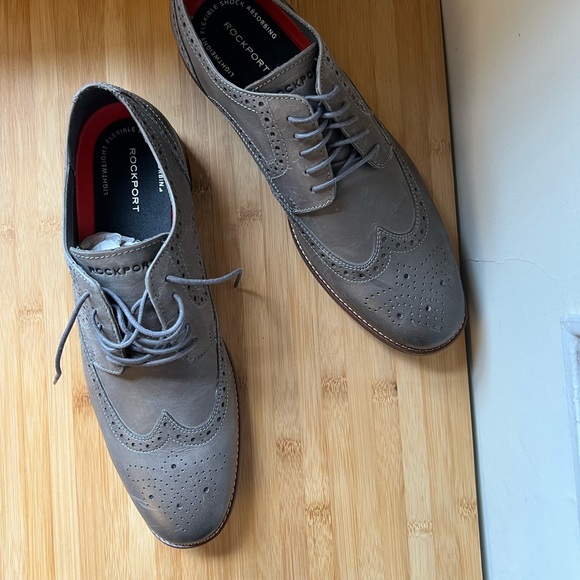 $125 - NWT Rockport Wingtip Oxford Shoes Mens 11M Grey - Picture 8 of 9